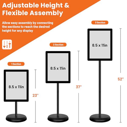Sign Holder Stand 8.5x11 Inch - Pedestal Floor Standing Sign Holder with Adjustable 360° Rotating Display, Standing & Poster Sign Stand for Business, Mall, Schools, Restaurants – 1 Pack - size: Sign Holder Stand 8.5x11 – 1 Pack