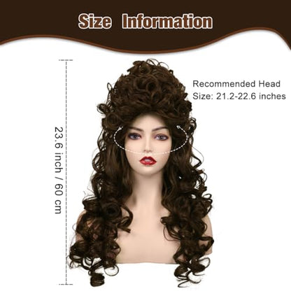 Long Curly Fluffy Cosplay Wig for Women Heat-Resistant Synthetic Fiber Hair Wig for Adult Halloween (Brown) - color: Brown