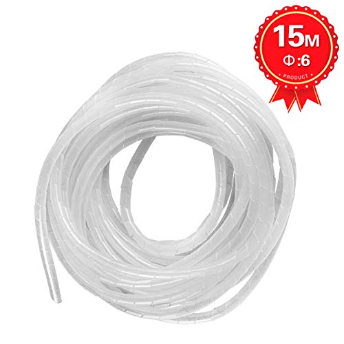 50Ft XHF 1/4" Clear Spiral Cable Wrap 6mm(Wrapping Range:4mm-50mm) Spiral Wire Wrap Cord for Computer Electrical Wire Organizer Sleeve Hose RoHS - size: Dia 6MM