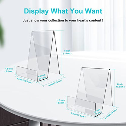 Boloyo Acrylic Book Stand with Ledge,10PC Clear Acrylic Display Easel Transparent Display Stand Holder Tablet Holder for Displaying Books,Magazine,Plate,Pictures,Artworks, CDs - size: 4 inch + 6 inch(10PC)