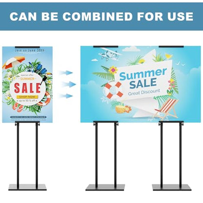 KOOV Poster Stand for Display Pedestal Sign Stand | Double Sided Sign Holder Floor Stand, Non-Slip Base, Heavy Duty, 75" Height Adjustable, 2 Pack - size: Double Pole-2Pack