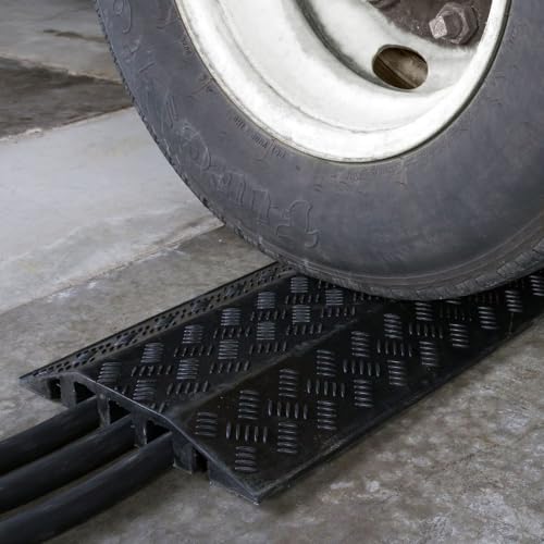 Drop Over Cable Protector, 3-Channel, 1.375" OD, 2,000 lb/Axle, Guardian | Cord cover, easy set up, lay over wires, drive-over ramp - size: 3-Channel