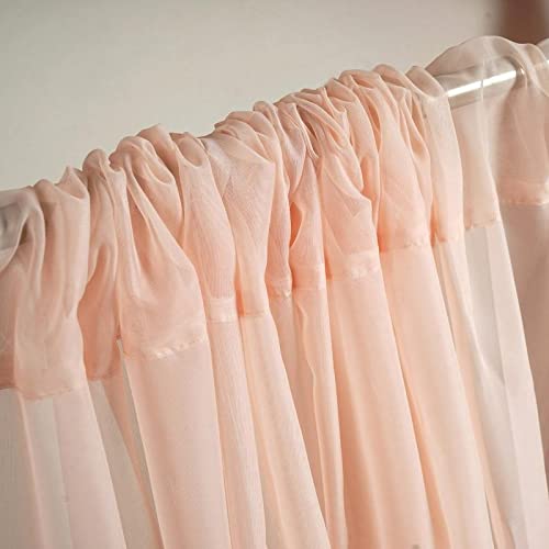 Tableclothsfactory 10FT Fire Retardant Blush Sheer Voil Curtain Panel Backdrop - Premium Collection - color: Blush, size: 120"W x 120"L (Pack of 1)