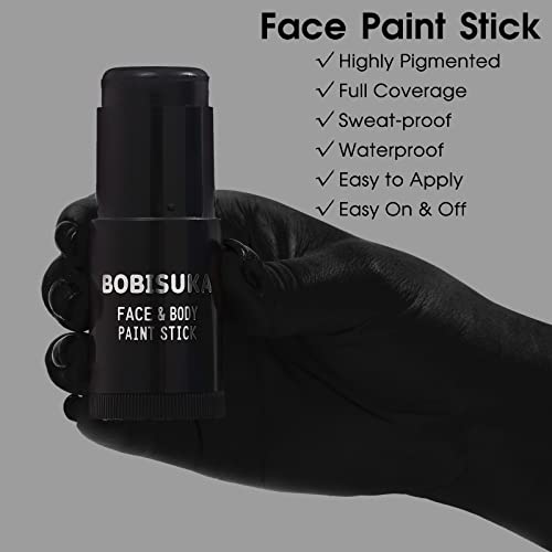 BOBISUKA Black Face Body Paint Stick, Eye Black Sticks for Sports Baseball Softball Football, Waterproof Eyeblack Painting Kit for Halloween Skeleton Skull SFX Cosplay Special Effects Costume Makeup - color: Black