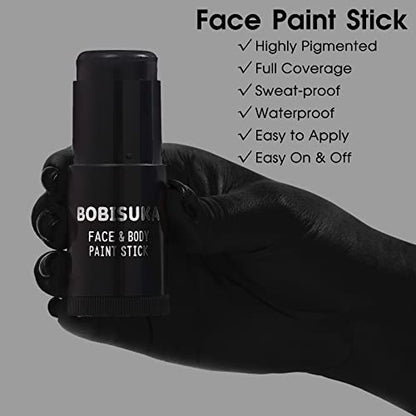BOBISUKA Black Face Body Paint Stick, Eye Black Sticks for Sports Baseball Softball Football, Waterproof Eyeblack Painting Kit for Halloween Skeleton Skull SFX Cosplay Special Effects Costume Makeup - color: Black