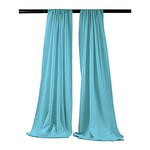 New Creations Fabric & Foam Inc, Polyester Poplin Backdrop Drapes - Curtain Panel - Curtain - Room Divider - Set of 2 Curtains (New) (5 Feet Wide x 15 Feet High, Aqua) - size: 5 Feet Wide x 15 Feet High