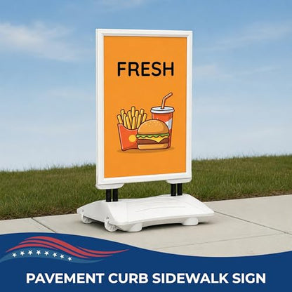 Custom Weighted Sidewalk Sign by DC – 23x33 Outdoor Sign Holder with Custom Print | Heavy Duty Advertising Stand for Business, Storefront Use | Made in USA - color: Pavement Curb Sidewalk Sign