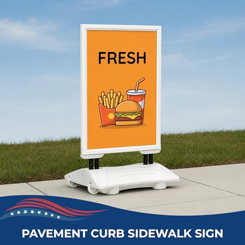 Custom Weighted Sidewalk Sign by DC – 23x33 Outdoor Sign Holder with Custom Print | Heavy Duty Advertising Stand for Business, Storefront Use | Made in USA - color: Pavement Curb Sidewalk Sign