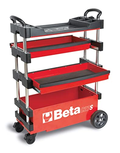 Beta C27S Red Collapsible Rolling Tool Cart | 200 Pound Load Capacity - color: Red