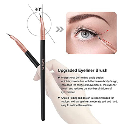 ZOREYA Makeup Brush Set - 15 Pcs Premium Synthetic Foundation Concealers Eye Shadows Make Up Brush,Eyeliner Brushes(RoseGold) - color: RoseGold
