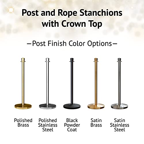 CCW Post & Rope Stanchion Kit with 2 Satin Stainless Steel Crown Top Posts - color: Purple Rope, size: Satin Stainless Steel