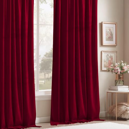 Red Curtains for Living Room 90 inches Heavy Thick Drapes, 2 Panels | 300GSM Rich Velvet, Christmas Holiday Gifts, Thermal Insulated, Privacy Protect, Noise Reducing, Theater Backdrops - color: *Autumn Series - Red, size: 52"W x 90"L (Pack of 2)
