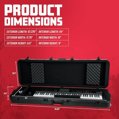 Gator Cases Frequent Flyer's Series Molded Flight Case for Slim 88-Note Keyboards with TSA Approved Locking Latches and Recessed Wheels, (GTSA-KEY88SL) - size: Slim 88-Note