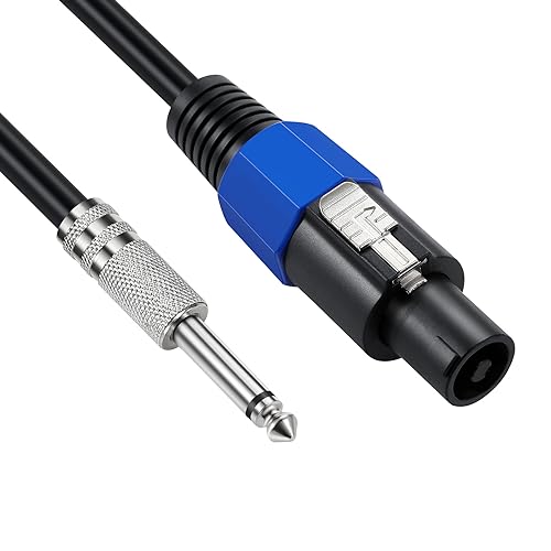 Speakon to 1/4 Mono Speaker Cable, 6.35mm (1/4 inch) Mono TS Plug Male to Speakon Male Speaker Audio Adapter for DJ/PA Speaker Cord with Twist Lock -1.8M/6FT