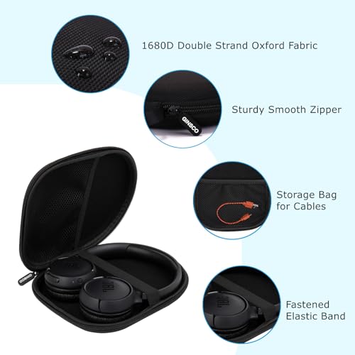 Ginsco Case Compatible with JBL Tune 510BT Bluetooth Headphones, with JBL Tune 520BT/670NC Live 460NC/Junior 320, with Sony WH-CH520/510, Travel Carrying Headphone Case for On Ear Headphones (Black) - color: Black