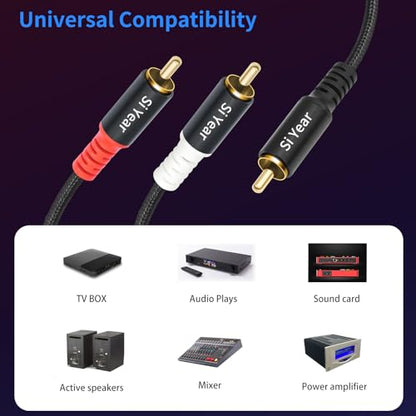 RCA Y Splitter Cable, 1 Male to 2 Male RCA Adapter Audio Cables,Subwoofer Cable for Amplifiers/TV/subs/amps/Hi-Fis/Home Theater/receivers 6.6FT/2M - color: RCAM-2RCAM-2M