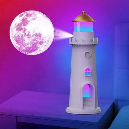 easuntec Moon Projection Night Light Color Changing, Rechargeable Dimmable Timer, RGB Night Light for Bedroom, Nursery, Kids, Adults, Moon Lighthouse Gifts for Girls Boys (RGB)