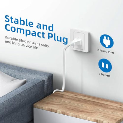 TiFFCOFiO Indoor Extension Cord, 2 Prong 15 Feet Extension Cord, 3 Polarized Outlets with Safety Slide Windows,13A/1625W, 16 AWG, 2 Packs - size: 15FT 2 Packs