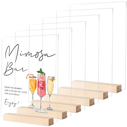 8x10 Inch Clear Acrylic Sign with Holder- 6 Pack Blank Clear Acrylic Sheets and Wood Stands, DIY Blank Table Sign for Wedding Party Reception (6 Pack 8x10 Inch) - color: Clear