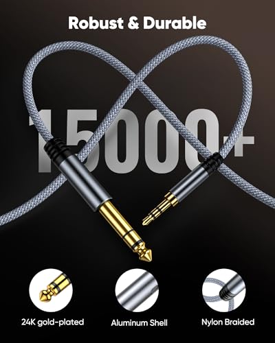 Highwings 3.5mm to 6.35mm Stereo Audio Cable - 10 ft, 1/4 to 1/8 | TRS Bidirectional Stereo Audio Cable Jack for Guitar, Home Theater Devices, Speaker and Amplifiers - size: 10FT