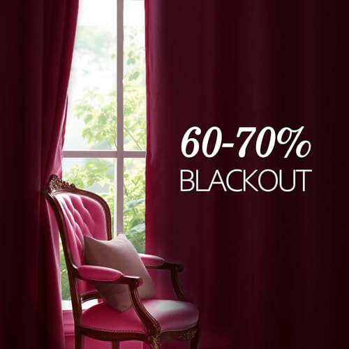 JIUZHEN Berry Velvet Blackout Curtains 84 Inch for Living Room/Bedroom - color: Berry, size: 42"W x 84"L (Pack of 2)