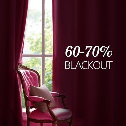 JIUZHEN Berry Velvet Blackout Curtains 84 Inch for Living Room/Bedroom - color: Berry, size: 42"W x 84"L (Pack of 2)