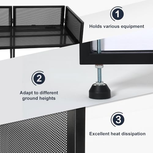 Kokorona Portable DJ Booth 43"L x 20"W x 45"H, DJ Facade Booth with Black & White Scrims, Folding DJ Booth for Party, DJ Facade Table Booth with Cable Hole, Black Metal Frame + Carry Bag - size: 43"L x 20"W