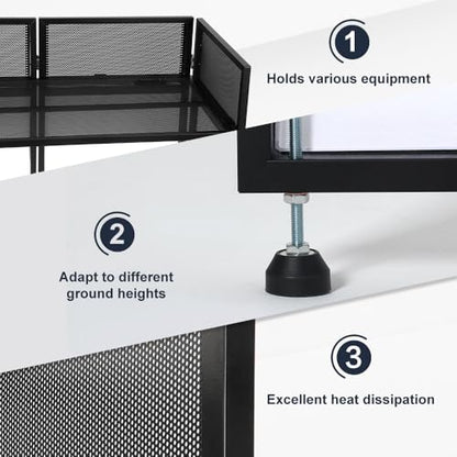 Kokorona Portable DJ Booth 43"L x 20"W x 45"H, DJ Facade Booth with Black & White Scrims, Folding DJ Booth for Party, DJ Facade Table Booth with Cable Hole, Black Metal Frame + Carry Bag - size: 43"L x 20"W