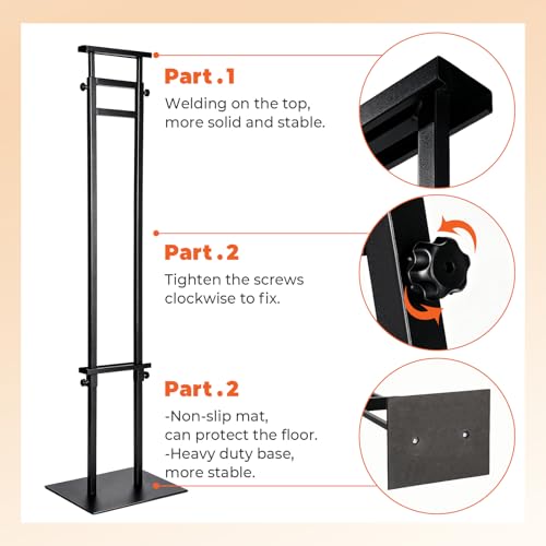 Heavy Duty Poster Stand, Adjustable Sign Holder Height Up to 80 inch, Double-Sided Display Stand for Board & Foam, Metal Sign Stand with Base for Wedding Restaurant Business, Black