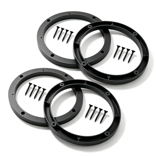 4PCS Car 6.5 Speaker Spacer Ring Set,No-Drill Door Speakers Adapter for Auto Speakers Upgrades,Professional Cars 6.5 Speaker Rings with 16PCS Screws for Most Vehicles