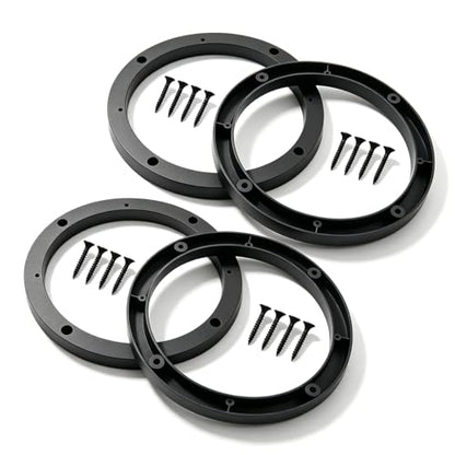 4PCS Car 6.5 Speaker Spacer Ring Set,No-Drill Door Speakers Adapter for Auto Speakers Upgrades,Professional Cars 6.5 Speaker Rings with 16PCS Screws for Most Vehicles
