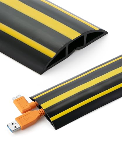 Bates Floor Cord Protector, 6ft Extension Cord Cover, Black & Yellow - color: Black & Yellow, size: 6 Ft