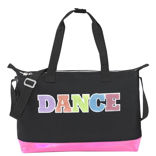Garment Dance Shoulder Bags for Girls, Teen Dancers, Costumes, Boys | Holographic Glitter Dance Bag for Kids - color: Dance Black & Pink