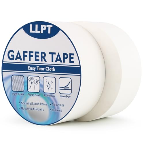LLPT Gaffers Tape White 2" x 35 Yards 2 Pack, Professional Gaffing Tape