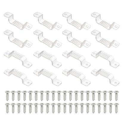PATIKIL LED Strip Light Clips, 50 Pack Mounting Bracket Soft Fixing Clips Clamp Holders with Screws for 20mm Wide 3528/5050 Neon RGB Light Cable Ribbon, Transparent - size: 20 mm