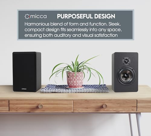 Micca MB42X G2 Premium 2-Way Passive Bookshelf Speakers, Stereo Pair, Black | Amplifier Required, Upgraded 4-Inch Carbon-Fiber Woofer, 0.75-Inch Silk-Dome Tweeter, Desktop, Home Theater, Surround Sound - style: MB42X G2 Bookshelf Speakers