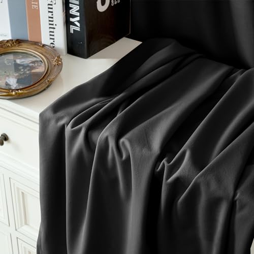 YoungsTex Black Velvet Blackout Curtains with Grommet 84 Inch Long 2 Panels | Room Darkening Drapes for Bedroom Living Room Privacy, 52 X 84 Inch - color: Black, size: 52"W x 84"L (Pack of 2)
