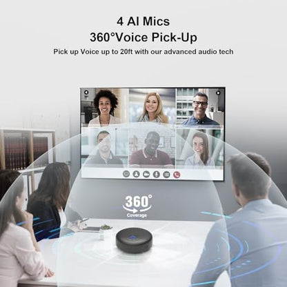 CM900 Conference Speaker and Microphone, 4 AI Mics 360° 20ft (7m) Voice Pickup, Noise Reduction, USB C & Bluetooth 5.3 (20m & 66ft) Speakerphone for 16 People, Compatible with Leading Platforms - color: Blue