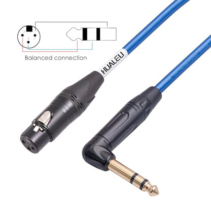 2Pack 1Feet Balanced XLR Female to Right Angle 1/4" TRS Micphone Cable,6.35mm Stereo Male to XLR Female Audio Cable,6N OFC+Silver Plated HI-END Audio Cable for Mixer Micphone - size: 1Feet（2Pack）, style: 90° TRS To XLR F