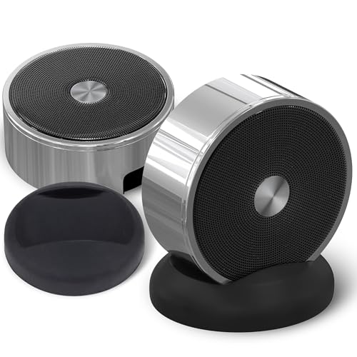 Bluetooth Speaker Set: Wireless Stereo Dual Pairing Portable Twin TWS System With Big Rich Bass Hi-Fi Multi-Room Indoor Outdoor Use Home Deck Pool Work Travel Party Camping Gift Decor Idea (Chrome) - color: Chrome