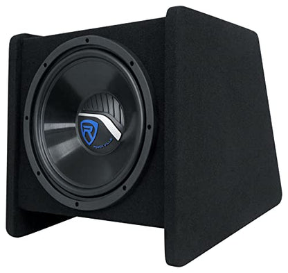 Rockville RV12P 12" 600W Car Audio Subwoofer in Vented Sub Enclosure Box, 4 Ohm, High-Performance Bass, MDF Construction Perfect for Car Audio Systems | 600W Peak / 300W RMS, Polypropylene Cone, Aluminum Voice Coil, Bass Reflex Aero-Port, 15 Degree Angle,