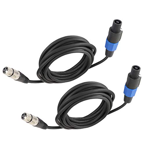 HBU Pack of 2 10 Feet SpeakOn to XLR Cables - 2pcs 10Ft. Audio Jack Speak-On Male to 3 Pole XLR Female Extension Cable - DJ PA Stage 3 Pin Microphone Wire with Twist Lock - size: 2 Pack