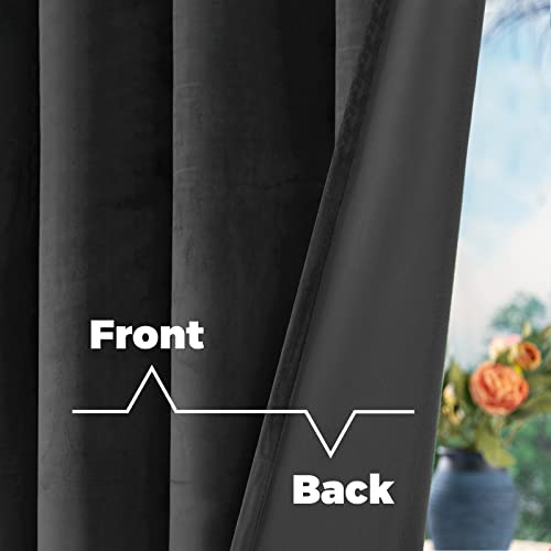 BGment Grey Velvet Blackout Curtains for Living Room, 84 inches Long Thermal Insulated Curtains Noise Reduce Back Tab and Rod Pocket Luxury Panels for Bedroom, 2 Panels, 42 x 84 Inch | Curtains 84 inches Long, Thermal Insulated, Noise Reduce, Thick, Super
