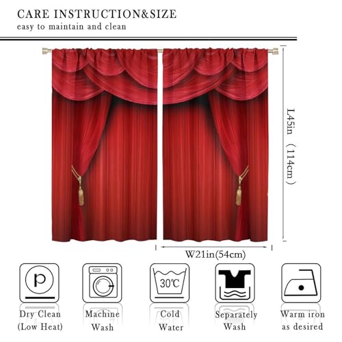 Movie Theater Curtains Retro Red Party Home Movie Theatre Rod Pocket Room Darkening Window Drapes for Bedroom Living Room Set 2 Panels,42x45 Inches - color: Movie Theater-6, size: 21"W x 45"L (Pack of 2)