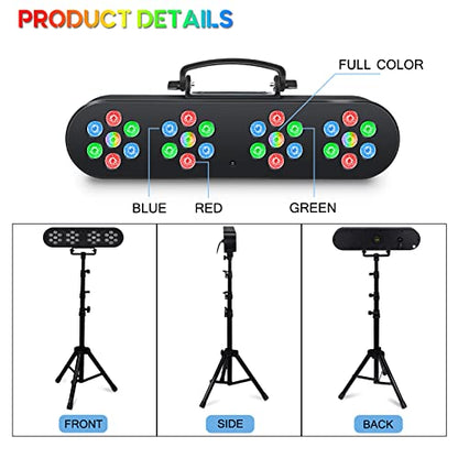 DJ Lights with Stand, Telbum Stage Lights with Stand Sound Activated LED Par Light Set, for Mobile Booth Gig Bar Wedding Church Band