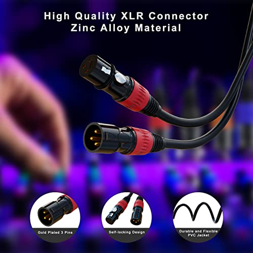 XLR Cables, XLR Microphone Cable 25 ft 4 Pack, Gold-Plated 3-pin XLR Speaker Cable Male to Female Balanced Mic Cable - size: 25ft, style: 4 Pack