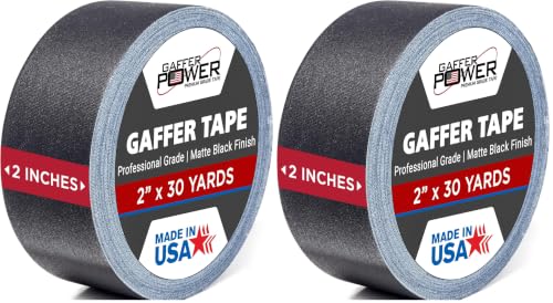 Gaffer Power Proudly Made in The USA, Real Professional Grade Gaffer Tape, Heavy Duty Gaffers Tape, Non-Reflective, Multipurpose Cord Tape. 2 Inches x 30 Yards, Black (Pack of 2) - color: Black, size: 2 inches x 30 yards | 2 pack