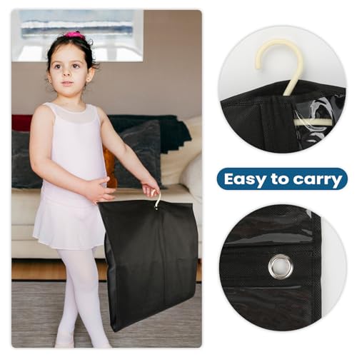 6 Pcs Garment Bags for Dance Costumes Waterproof Hanging Clothes Competition Bags with 3 Zippered Pockets Storage for Adults Kids(20" x 40"，Black) - size: 6 PACK