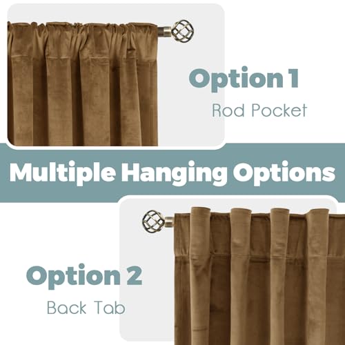 BGment Velvet Curtains for Living Room, 2 Panels, 42x84 Inch, Bronze Brown | Elegant Black Out Curtains 84 Inch Long, Thick, Thermal Insulated, Noise Reduce, Luxury Bedroom Drapes, Back Tab Rod Pocket - color: Bronze Brown, size: 42"W x 84"L (Pack of 2)