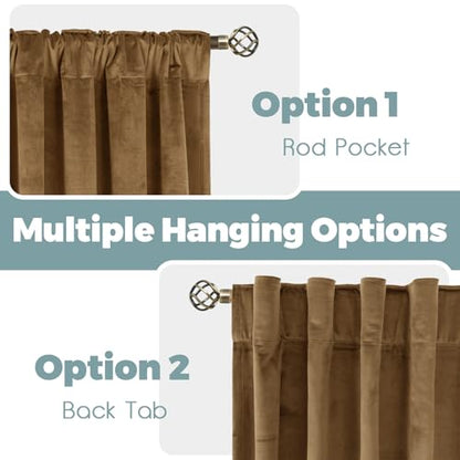 BGment Velvet Curtains for Living Room, 2 Panels, 42x84 Inch, Bronze Brown | Elegant Black Out Curtains 84 Inch Long, Thick, Thermal Insulated, Noise Reduce, Luxury Bedroom Drapes, Back Tab Rod Pocket - color: Bronze Brown, size: 42"W x 84"L (Pack of 2)